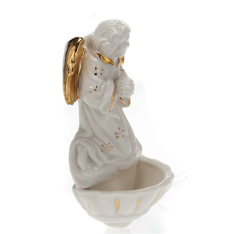 Pila de agua santa porcelana blanca Ángel | venta online ...