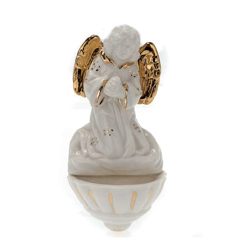 Pila de agua santa porcelana blanca Ángel | venta online ...