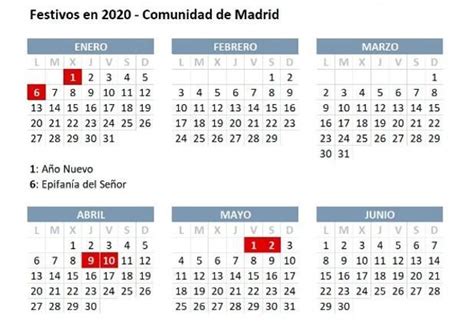 Pin en calendario laboral madrid 2020