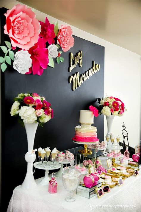Pink and Black Floral Baby Shower   Baby Shower Ideas ...