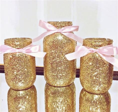 Pink and gold mason jar set, gold mason jar, pink mason ...