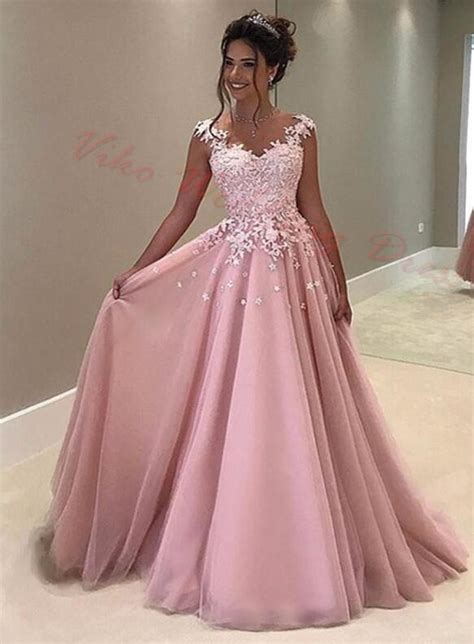 Pink Prom Dresses 2017 Handmade 3D Flowers Appliqued Robe ...