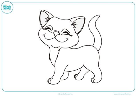 Pinta el dibujo del gato feliz de color blanco para niños