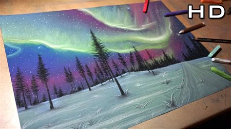 Pintando y Dibujando la Aurora Boreal con colores Pastel ...