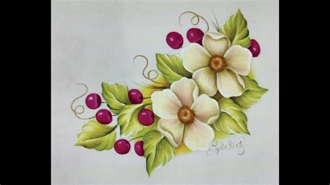 Pintura en tela como pintar flores con cerezas   YouTube