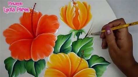 Pintura En Tela Como Pintar Flores Fácil / Hibiscos / How ...