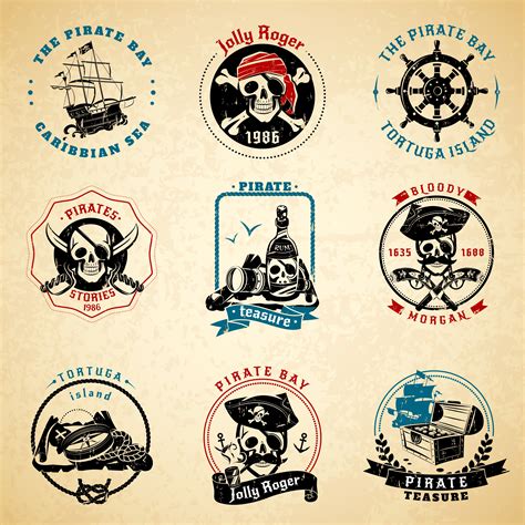 Pirate emblems vintage old paper set 466056 Vector Art at ...