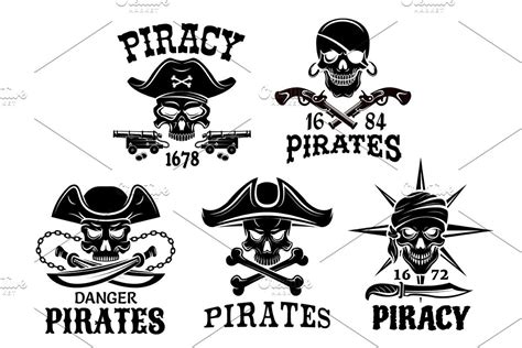 Pirate symbols and Jolly Roger vector icons set | Pirate ...