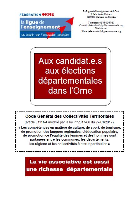 Plaidoyer élections départementales | La Ligue de l enseignement de ...