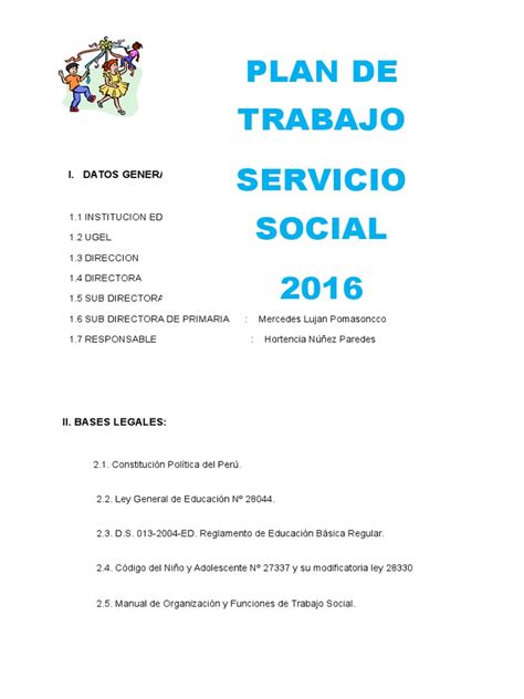 Plan de Trabajo de Servicio Social Año 2016 | PDF | Hospital | Trabajo ...