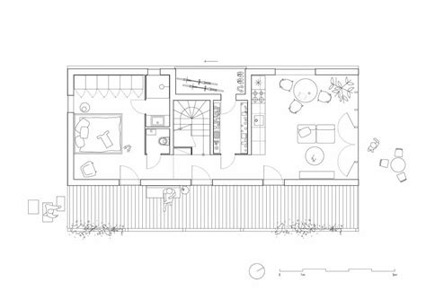Plano de casa moderna de piso y medio estilo loft