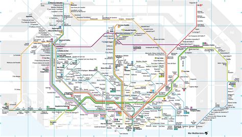Plano de la red de tren urbano y cercanias Rodalies de Barcelona ...