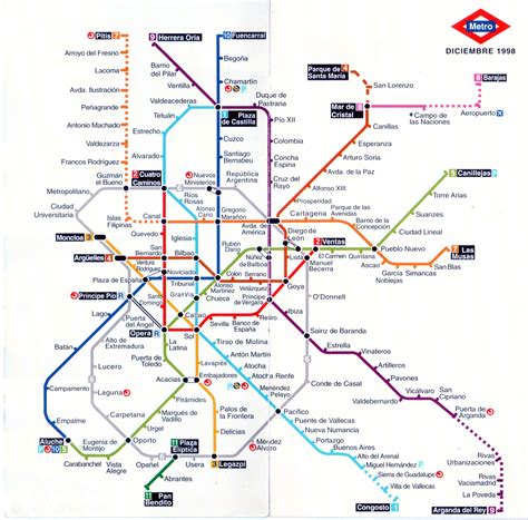 Plano esquemático de Metro de Madrid  diciembre 1998 ...