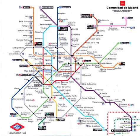 Plano esquemático de Metro de Madrid  noviembre de 1999 ...