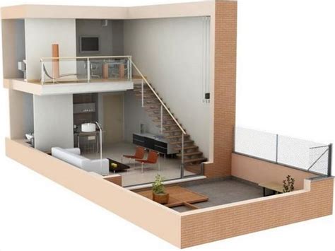Planos de lofts modernos en 3D | Small house design, Tiny ...