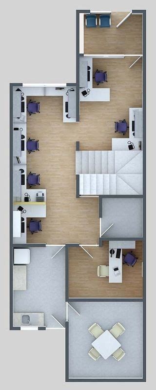 planos en 3d de oficinas | Office floor plan, Office furniture layout ...