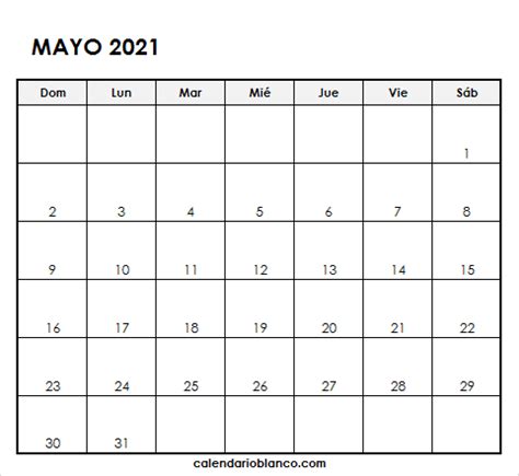 Plantilla Calendario Mayo 2021   Calendario 2021 Semanas