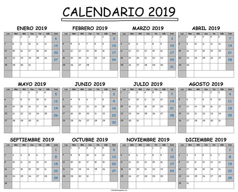 Plantilla De Calendario 2019 Excel | Plantilla calendario ...
