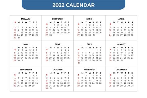 Plantilla de calendario 2022 2159303 Vector en Vecteezy