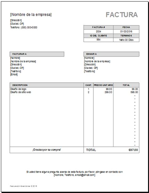 Plantilla de Facturación Excel – Plantillas Gratis