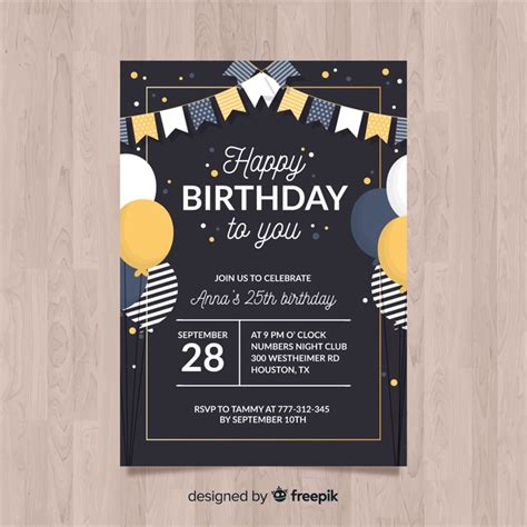 Plantilla de invitación de cumpleaños en estilo plano ...