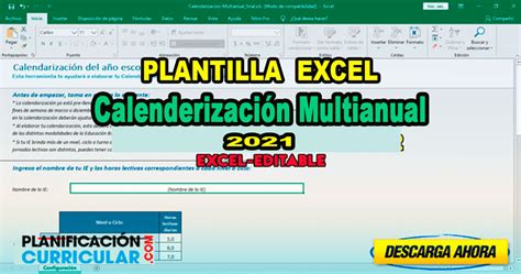 PLANTILLA EXCEL para la CALENDARIZACIÓN MULTIANUAL 2021 2022 ...