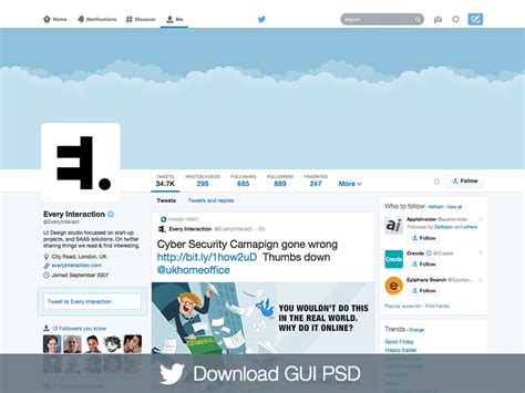 Plantilla PSD del nuevo diseño de perfil de Twitter ...   Frogx Three
