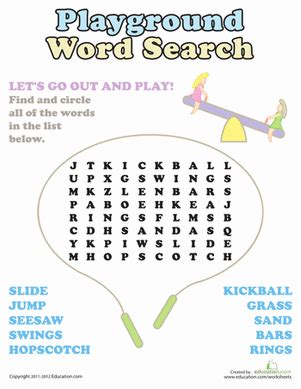 Playground Word Search | Worksheet | Education.com