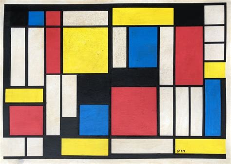PM Piet Mondrian Mixed Media on Paper Painting Dutch   Jan ...