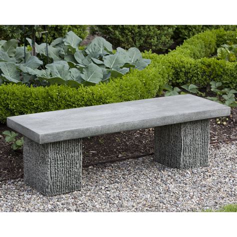 Point Cast Stone Backless Garden Bench Outdoor Benches at ...