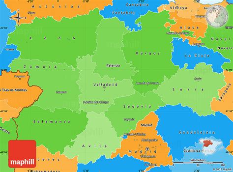 Political Shades Simple Map of Castilla Y León