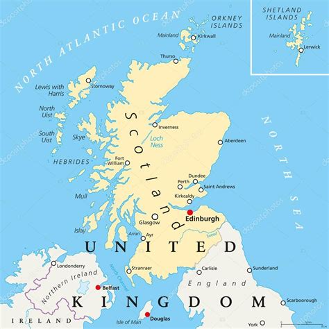 Politieke kaart van Schotland — Stockvector  Furian ...