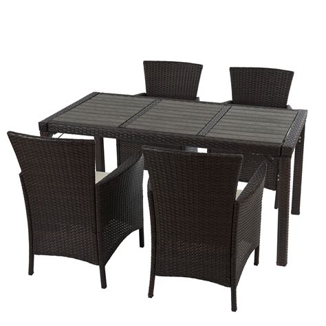 Poly muebles de jardín de ratán RomV, 4 sillas + mesa de ...