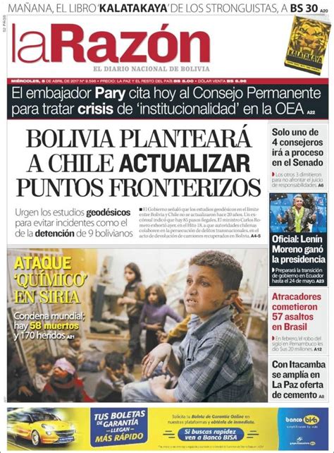 Portada de La Razón  Bolivia  | Periodicos de bolivia ...