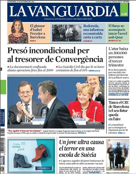 Portada de La Vanguardia en català del 23 d octubre 2015