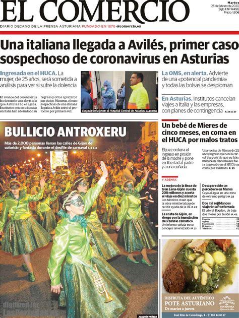 Portada del diario El Comercio del día 25/02/2020 – News ...