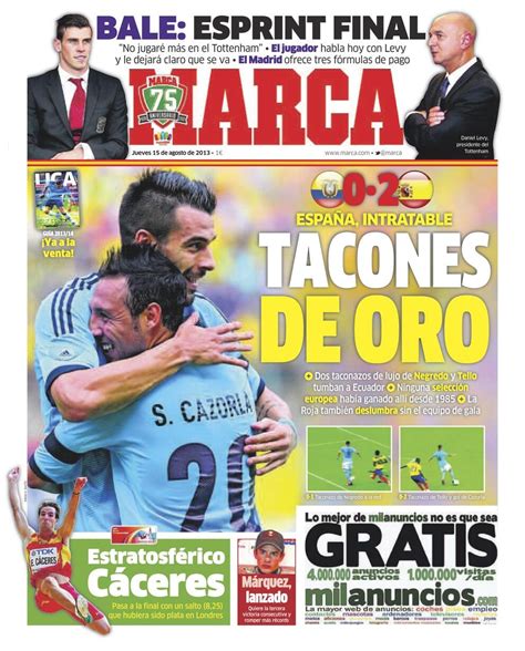 Portada del Diario Marca del 15 de Agosto 2013   Nuevo Fútbol