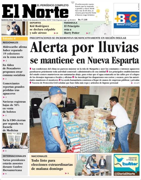 Portada del periódico Diario el Norte  Venezuela . Todos los periódicos ...