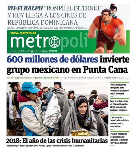 Portada Periódico Metro, Jueves 22 de Noviembre 2018   Dominicana.do