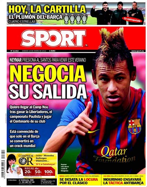 Portada Sport 14/01/2012 | Neymar presiona al Santos para venir este ...