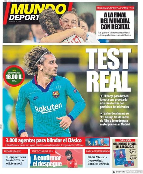 Portadas de la prensa deportiva  14/12/19  | Foto 3 de 6 | Deportes ...