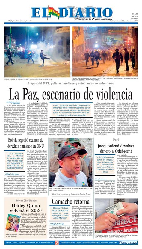 Portadas de periódicos de Bolivia del miércoles 6 de ...