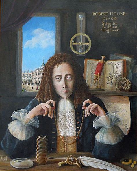 Portrait of Robert Hooke showing Hooke in Oxford with ...