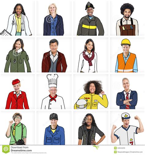 Portraits Of DIverse People With Different Jobs Stock ...