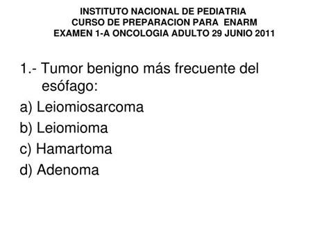PPT   1.  Tumor benigno más frecuente del esófago: a ...