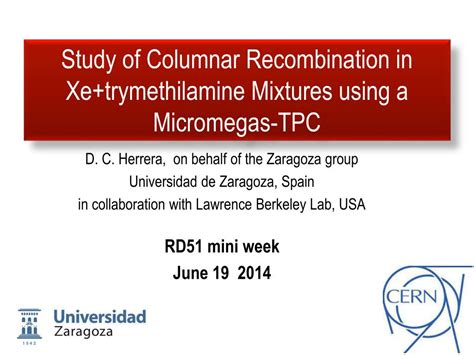 PPT   Study of Columnar Recombination in Xe+trymethilamine ...