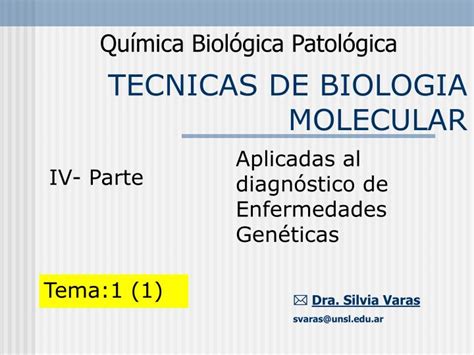 PPT   TECNICAS DE BIOLOGIA MOLECULAR PowerPoint ...