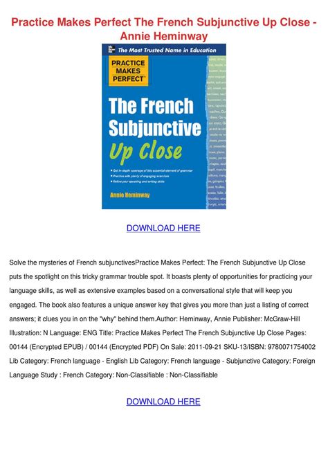 Practice Makes Perfect The French Subjunctive by ...
