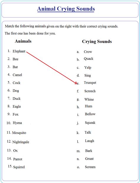 Practise sheet on crying sounds part 2