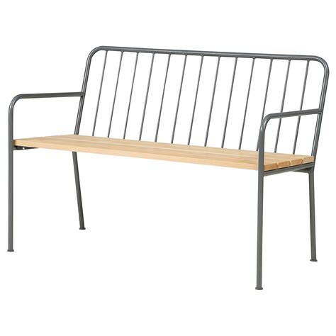 PRÄSTHOLM Bench with backrest, outdoor   grey   IKEA
